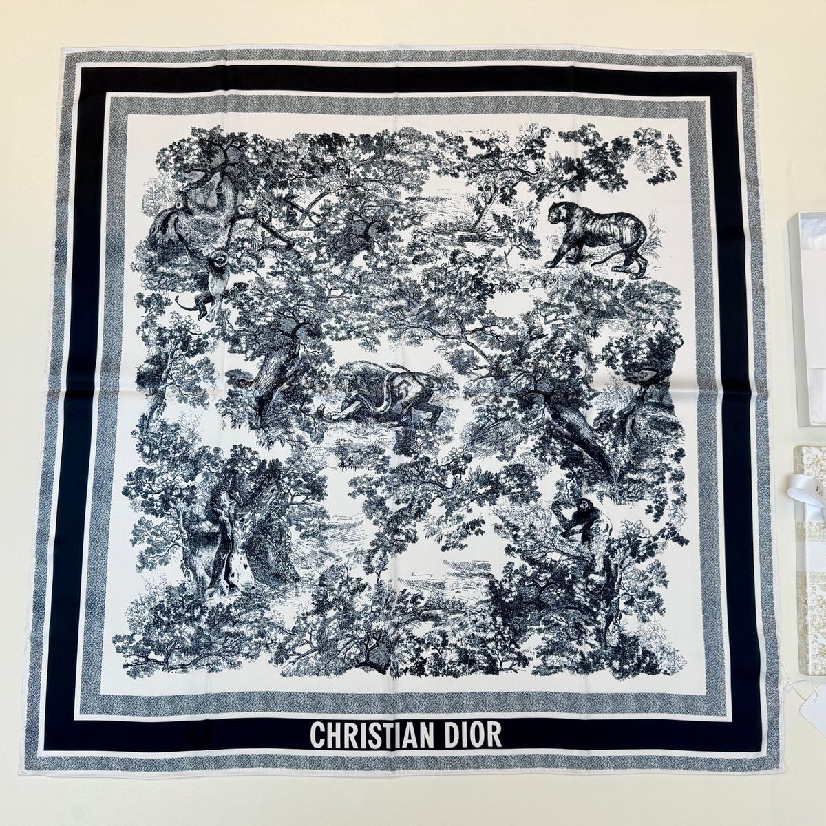 Scenic Print Colorblock Square Scarf - 90 x 90 cm