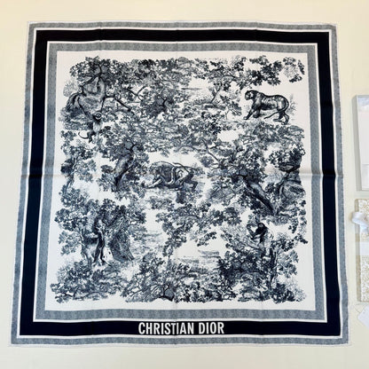 Scenic Print Colorblock Square Scarf - 90 x 90 cm