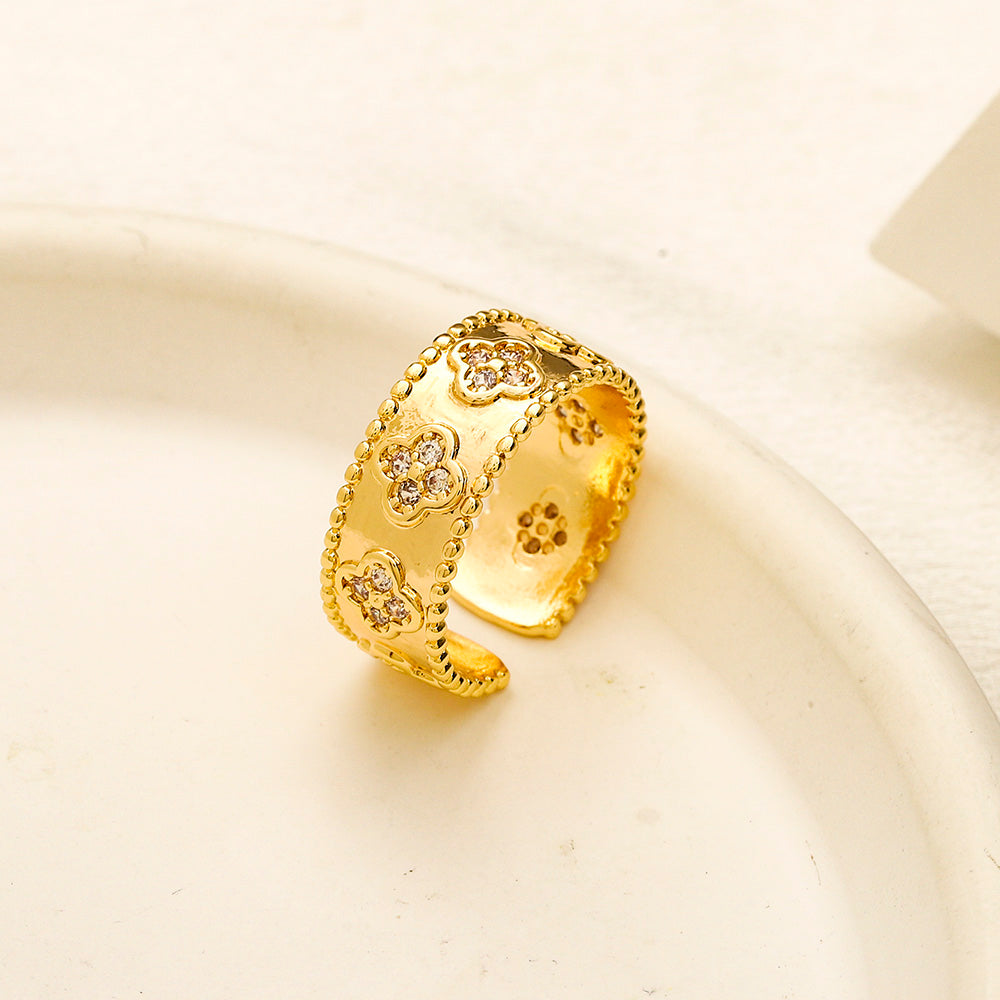 Copper Zirconium Real Gold Plated Ring,Rings Collection、VC*A  Series