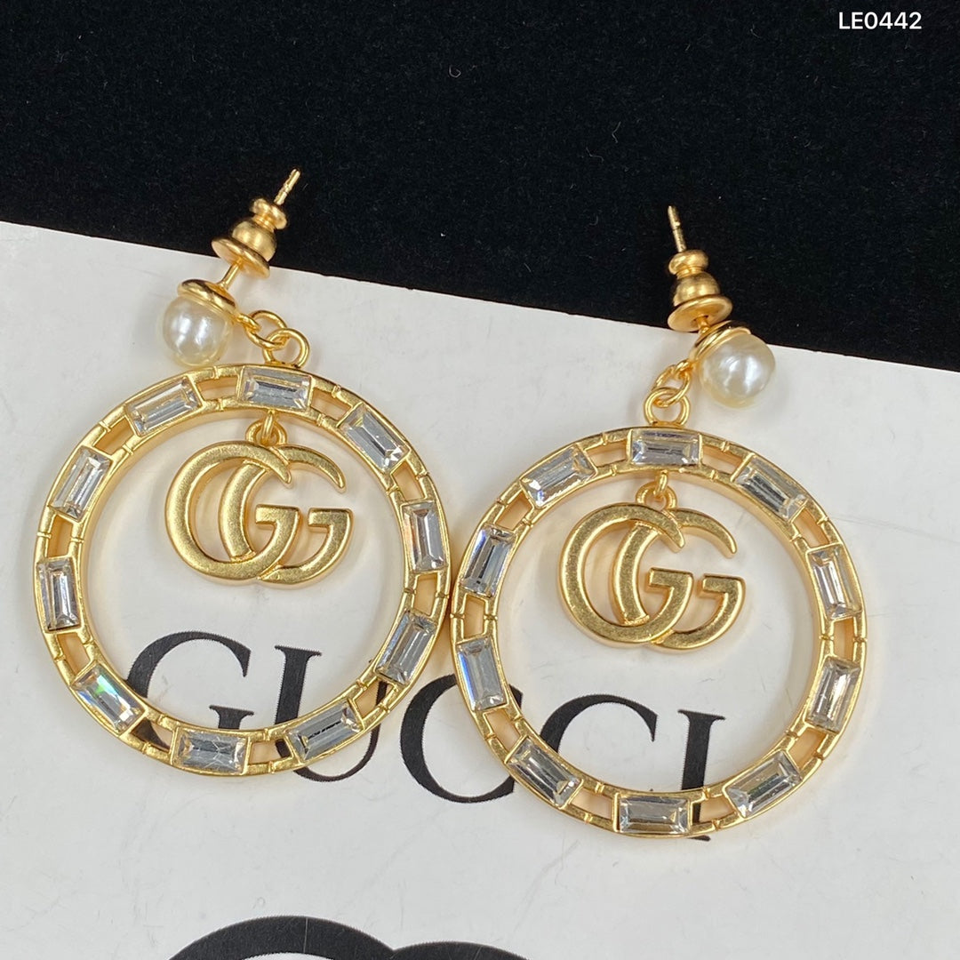 Baguette-Accent Circle Drop Earrings