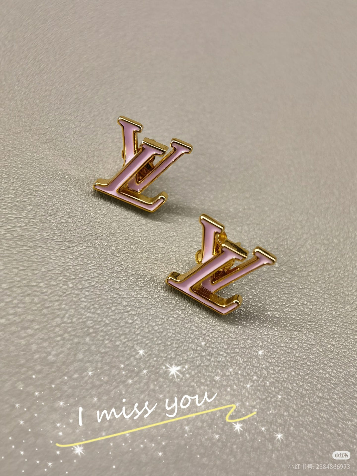 Color-Inlay Monogram Stud Earrings