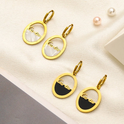 304 Stainless Steel Two-Tone Disc Charm Hoop Earrings