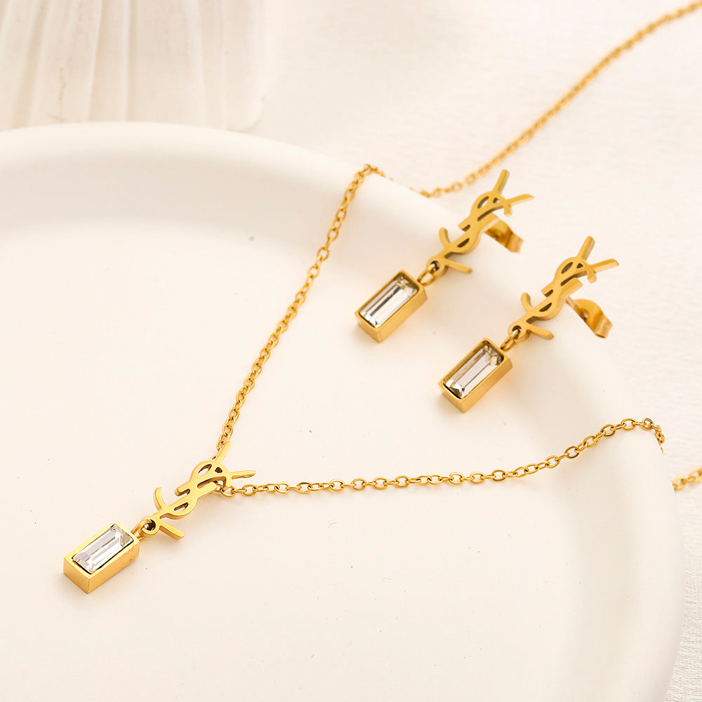 Set collana e orecchini in acciaio inossidabile 304