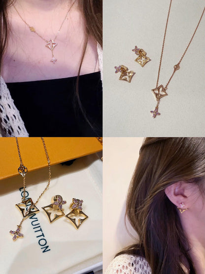 Openwork Floral Pendant Necklace