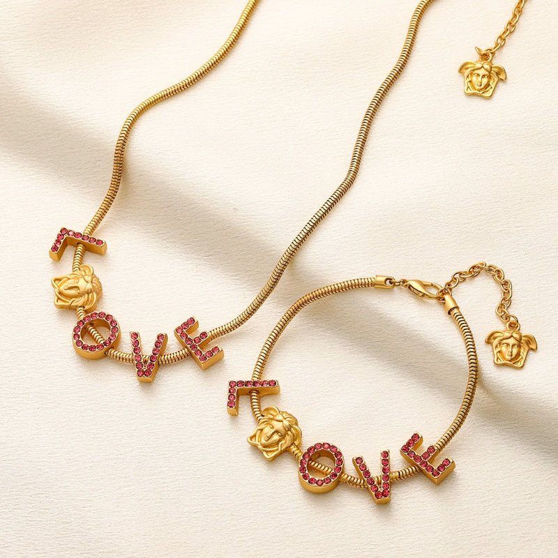 304 Stainless Steel Heart & Letter Charm Bracelet & Necklace - Individual or Set