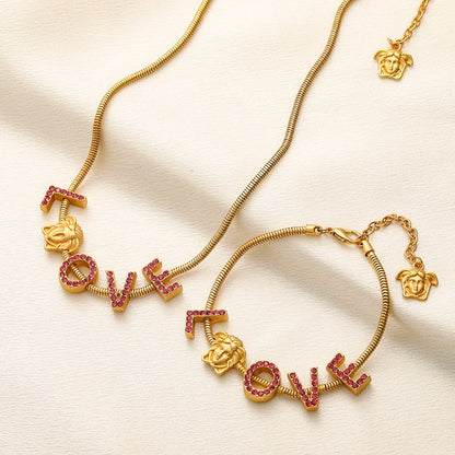 304 Stainless Steel Heart & Letter Charm Bracelet & Necklace - Individual or Set