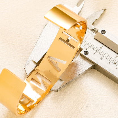 304 Stainless Steel Cutout Letter Cuff Bracelet