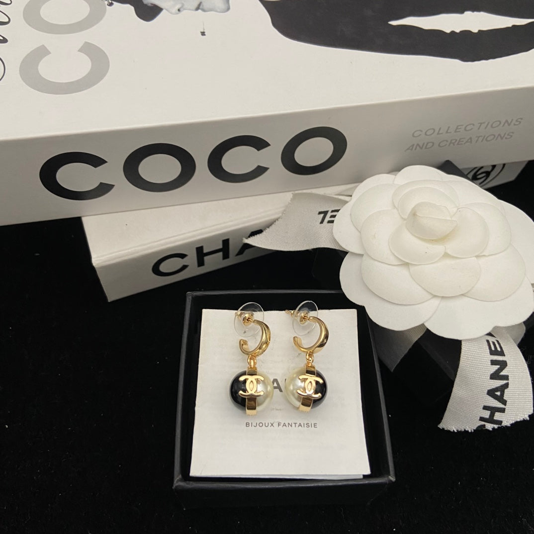 Polished Ball Charm Hoop Earrings