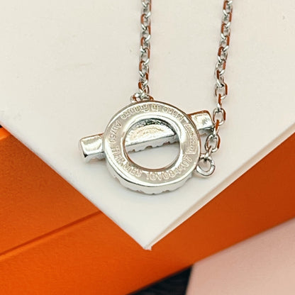 Pave Ring & Safety-Pin Pendant Necklace