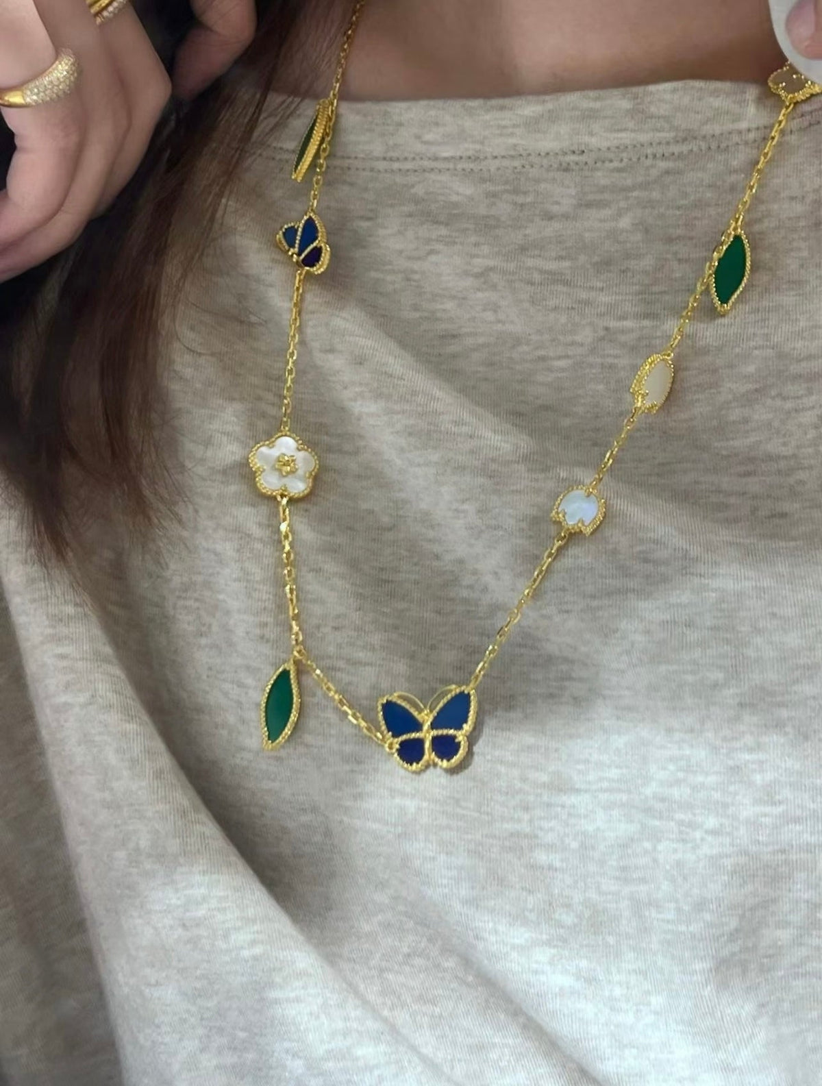 Butterfly & Leaf Station Necklace
