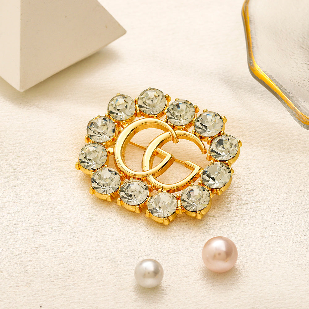 Alloy Stamped Real Gold Plated Brooch,Brooches Collection、GU*CI Series