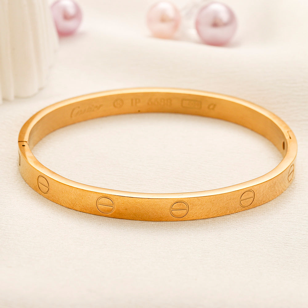 304 Stainless Steel Screw-Motif Band Bangle Bracelet