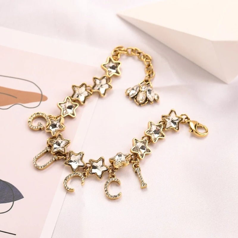 Alloy Star-Link Letter Charm Bracelet