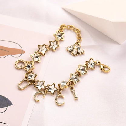 Alloy Star-Link Letter Charm Bracelet
