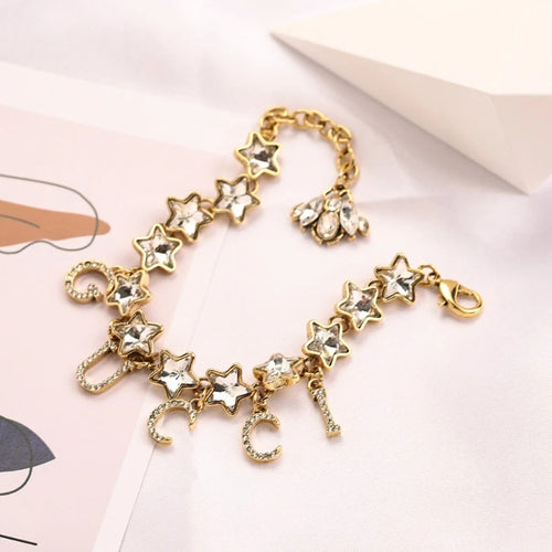 Alloy Star-Link Letter Charm Bracelet