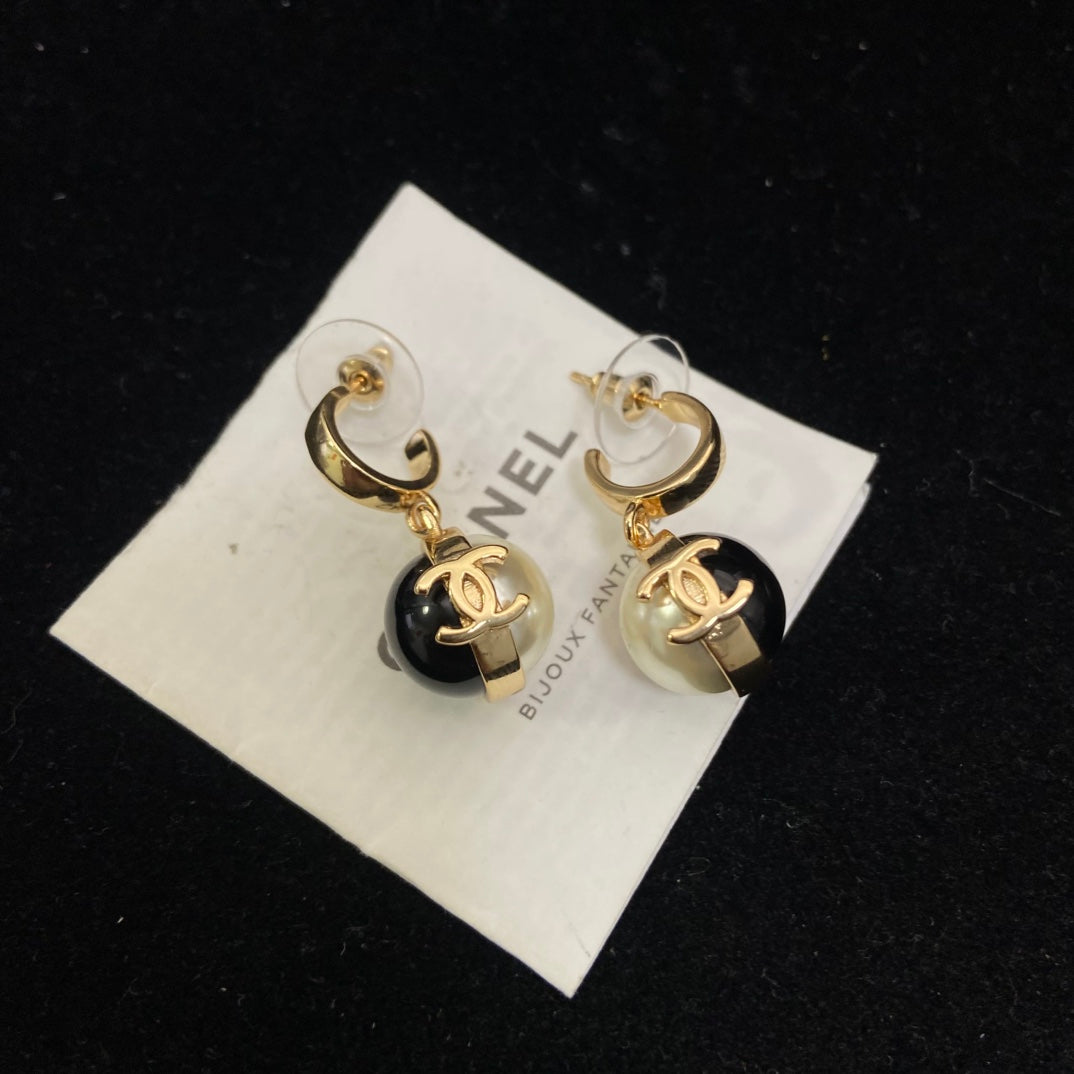 Polished Ball Charm Hoop Earrings
