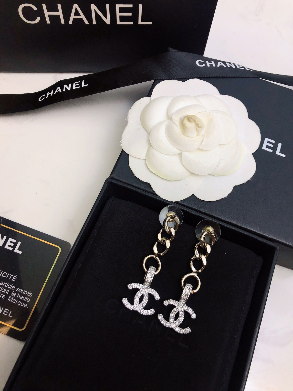 Chain-Link Interlocking-C Drop Earrings