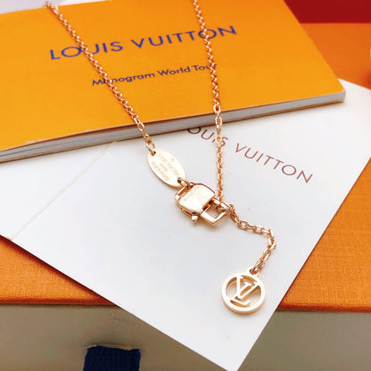 Flower & Open-Square Drop Necklace
