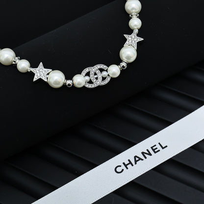 Pearl-Look Bead & Oval-Link Necklace