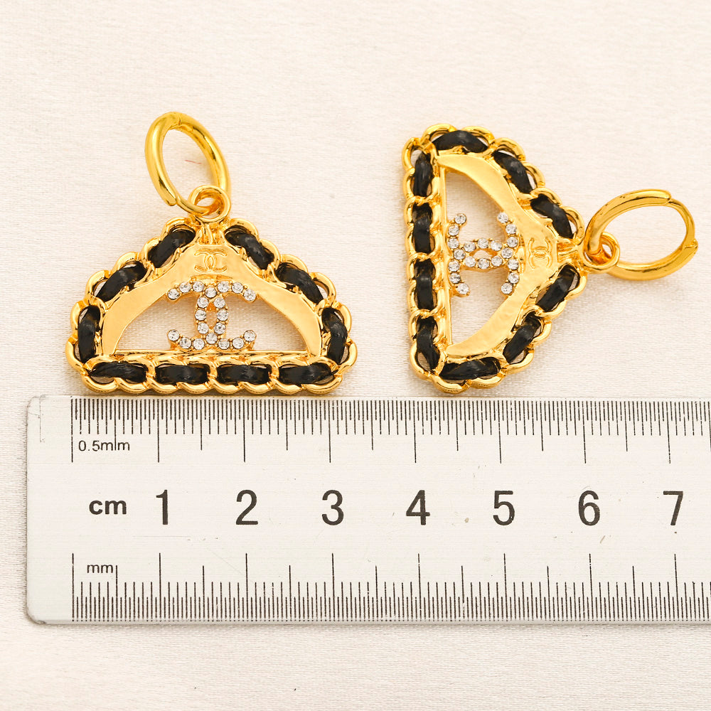 304 Stainless Steel Black Woven Triangle Drop Earrings