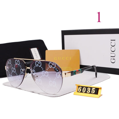 Rimless Round Sunglasses with Wide Metal Brow Bar
