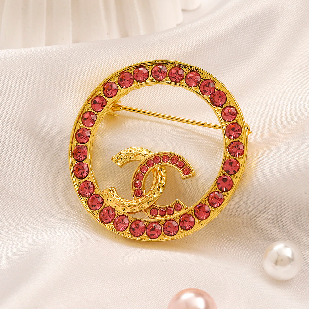 Alloy Stamped Real Gold Plated Brooch,Brooches Collection、CH*NEL Series