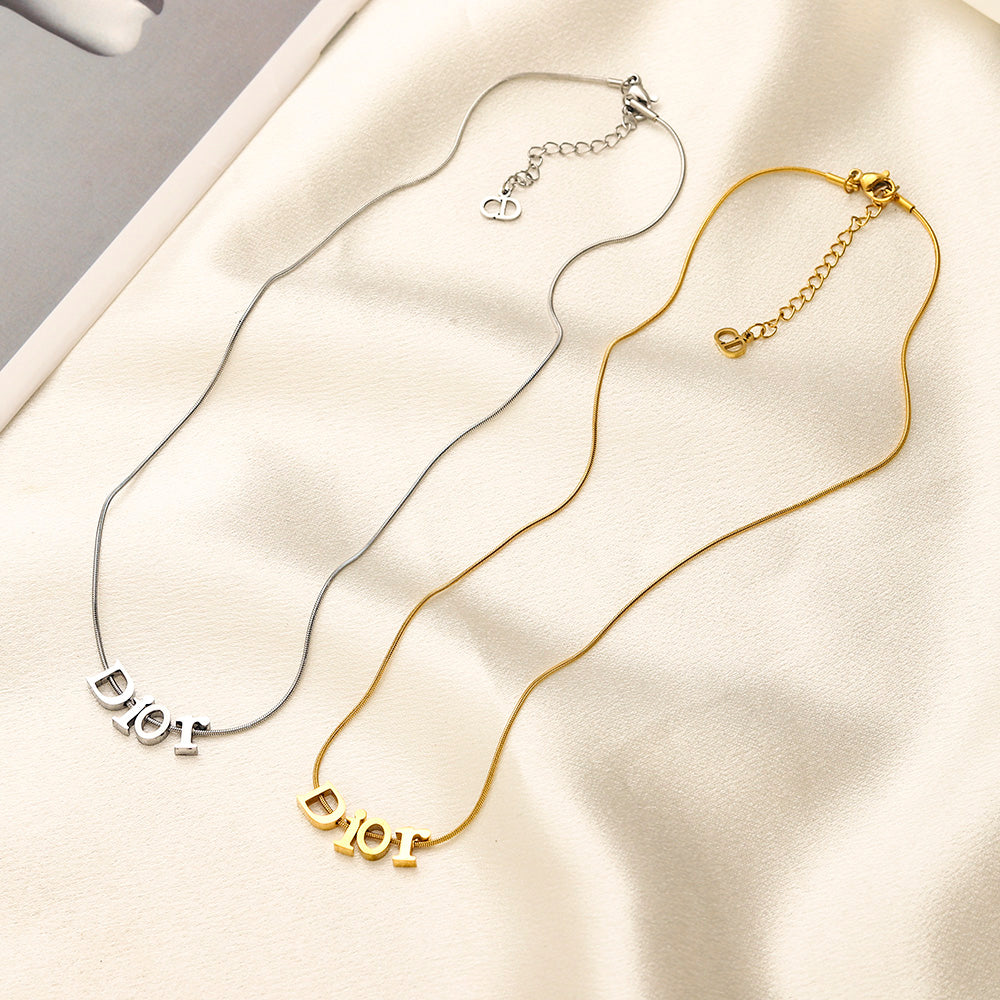 304 Stainless Steel Lettering Snake Chain Necklace