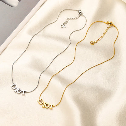 304 Stainless Steel Lettering Snake Chain Necklace