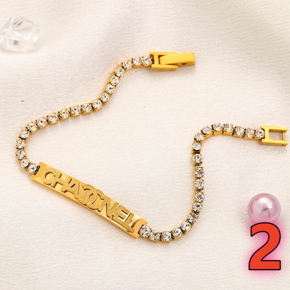 304 Stainless Steel Letter-Bar Curb Chain Bracelet - 4 Style Options