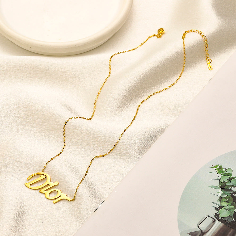 304 Stainless Steel Letter-Motif Earrings, Bracelet & Necklace Collection