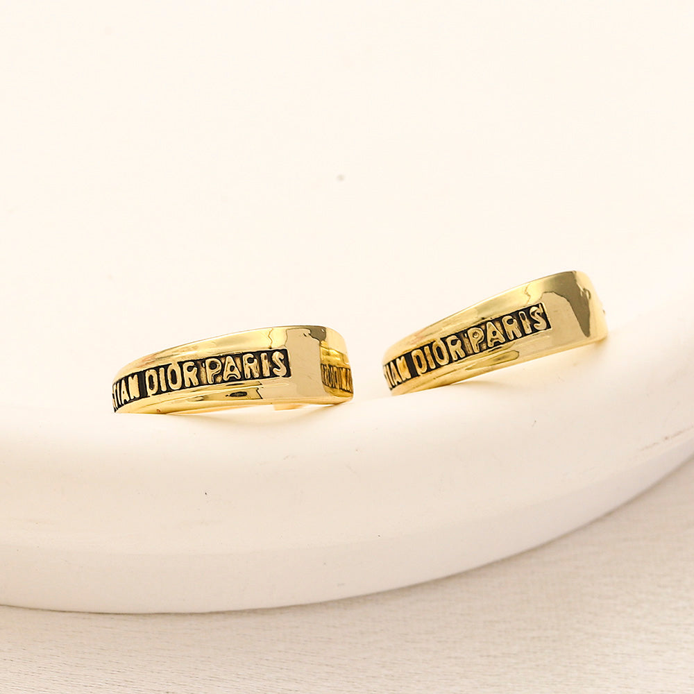 304 Stainless Steel Letter Band Huggie Earrings