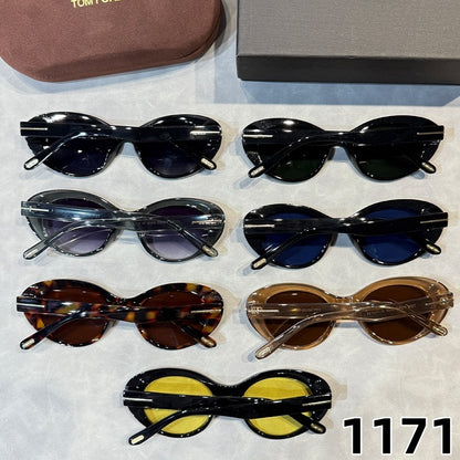 Narrow Oval Sunglasses with Flared Corners