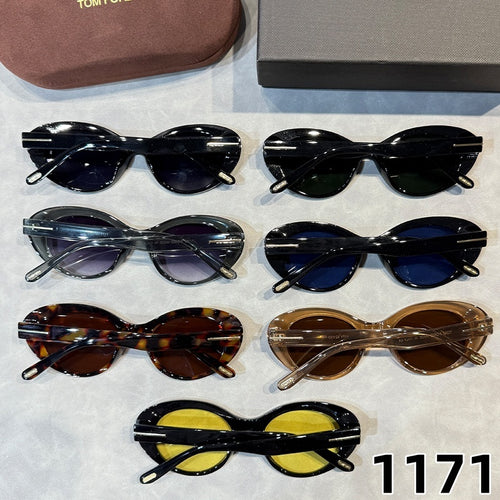 Narrow Oval Sunglasses with Flared Corners