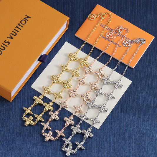 Floral Motif Link Necklace