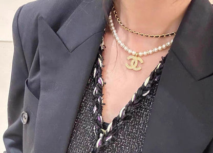 Double-Strand Pearl-Look Interlocking-C Necklace