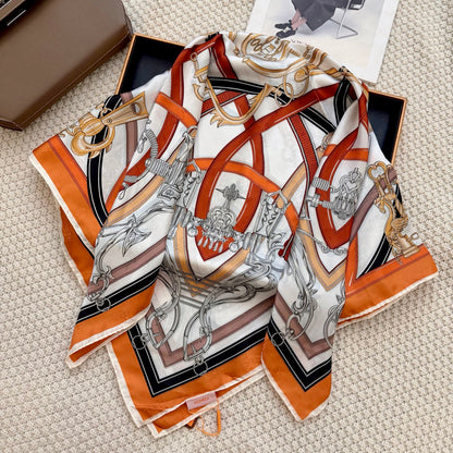 Belt & Buckle Print Square Scarf - 90 x 90 cm