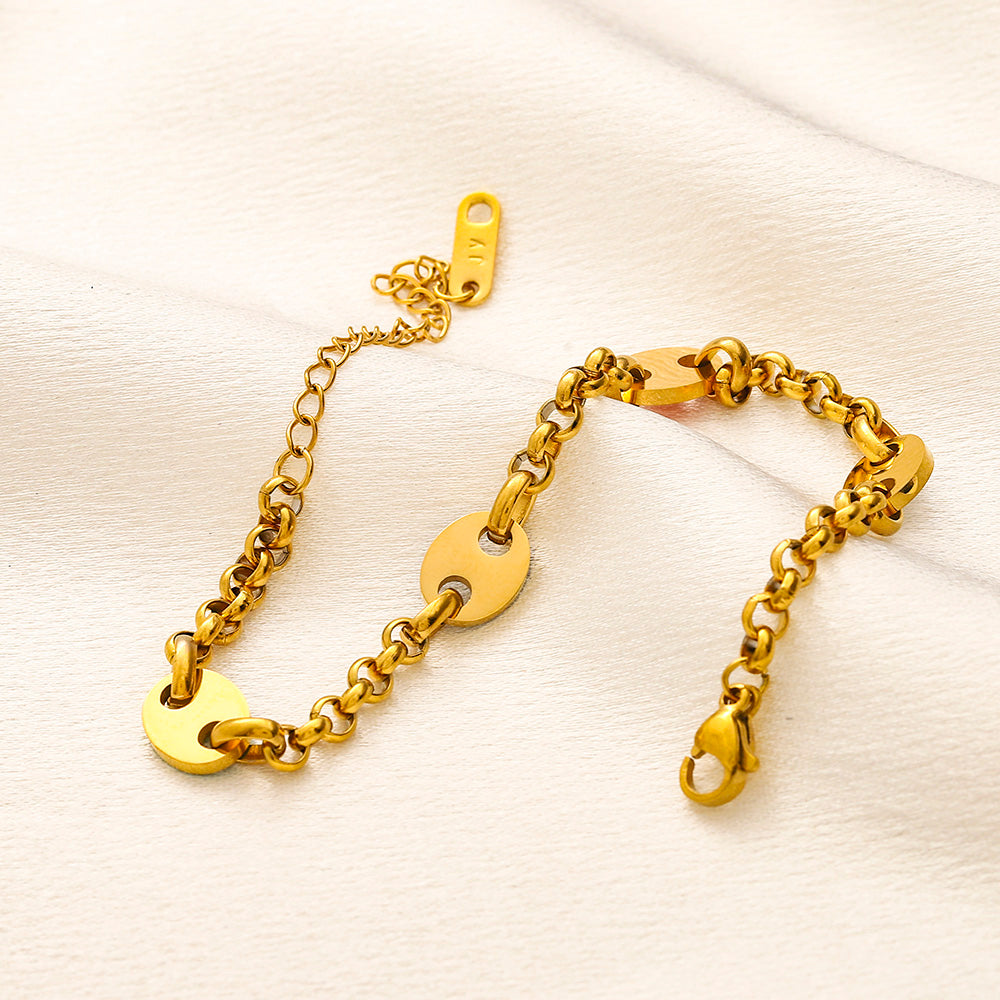 304 Stainless Steel Colorful Oval-Link Chain Bracelet
