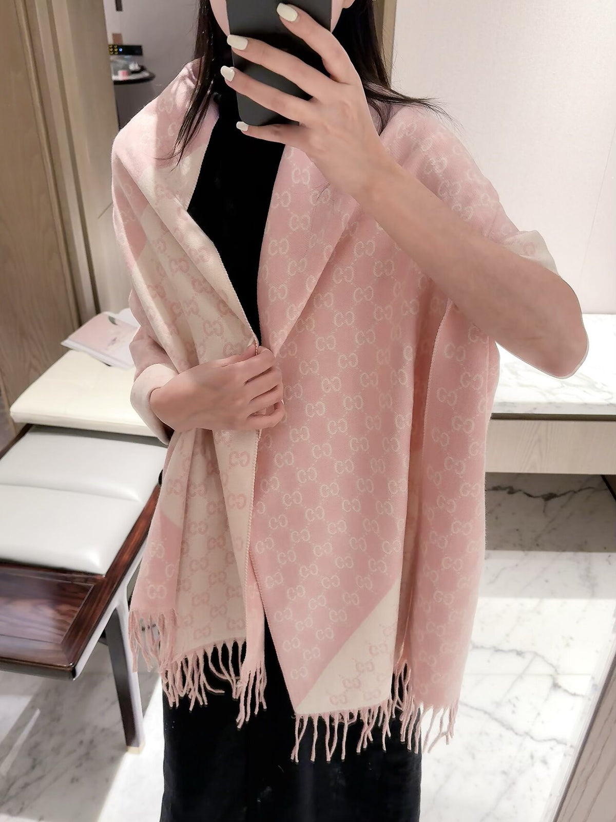 Diagonal Colorblock Monogram Scarf