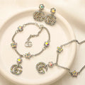 Schmuckset aus Ohrringen, Armband und Halskette aus Edelstahl 304
