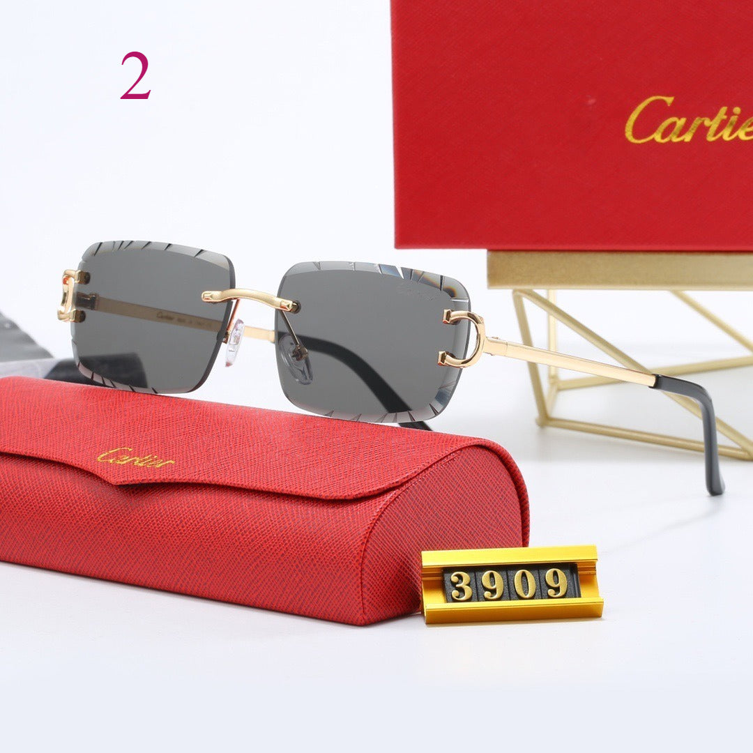 Rimless Rectangle Sunglasses with Double-Bar Temples