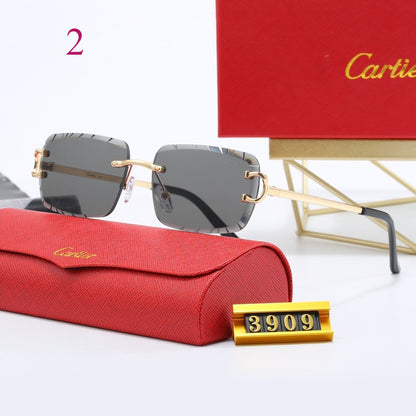 Rimless Rectangle Sunglasses with Double-Bar Temples
