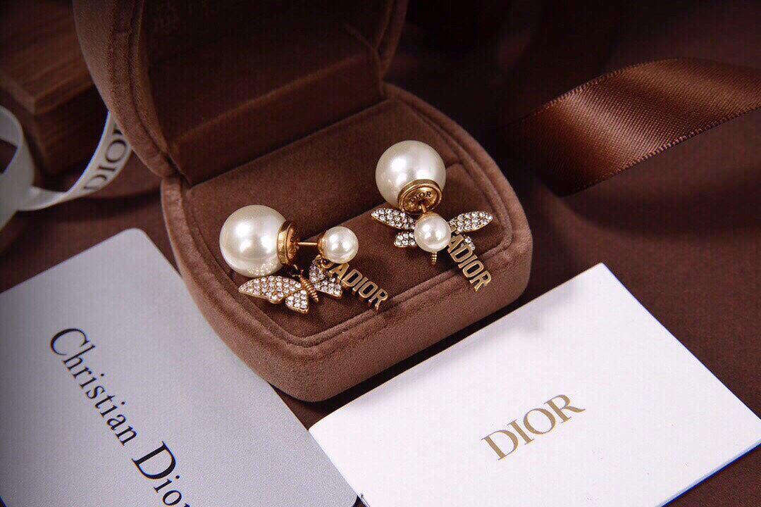 Pearl-Effect Butterfly Stud Earrings