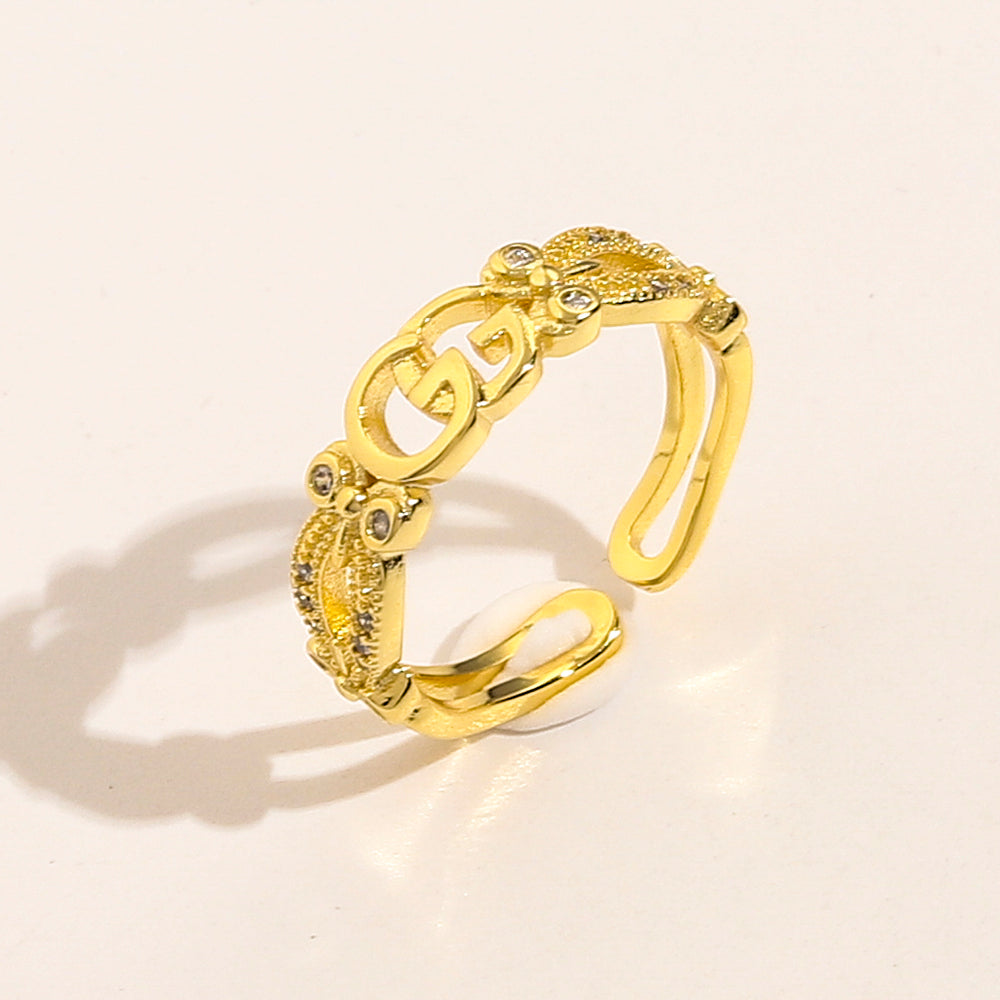Copper Zirconium Real Gold Plated Ring,Rings Collection、GU*CI  Series