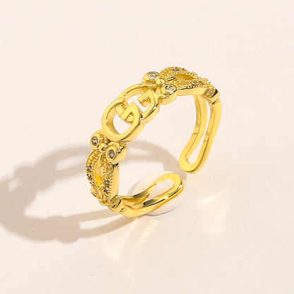 Copper Zirconium Real Gold Plated Ring,Rings Collection、GU*CI  Series