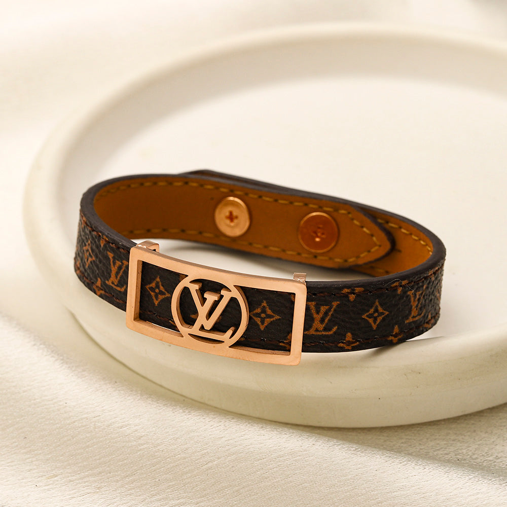 304 Stainless Steel Double-Wrap Monogram Strap Bracelet