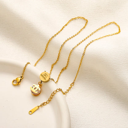 304 Stainless Steel Disc & Monogram Pendant Necklace - 4 Style Options