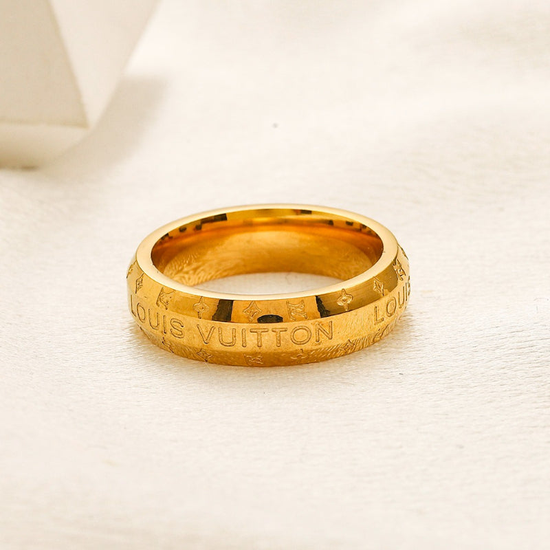 Copper Zirconium Real Gold Plated Ring,Rings Collection、L*V  Series