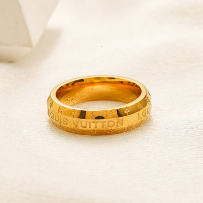 Copper Zirconium Real Gold Plated Ring,Rings Collection、L*V  Series