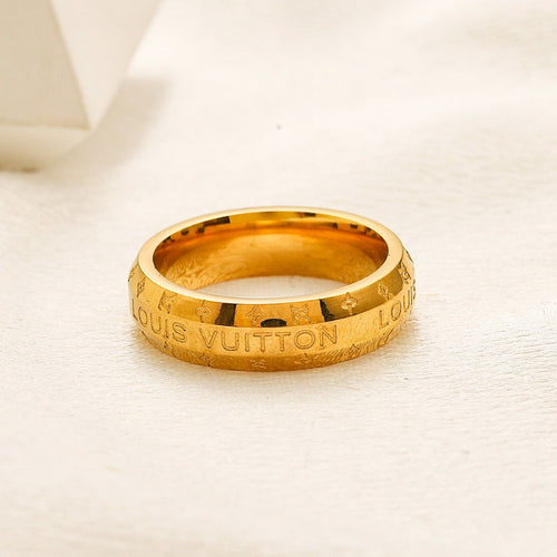 Copper Zirconium Real Gold Plated Ring,Rings Collection、L*V  Series