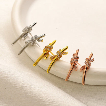 304 Stainless Steel Spike Knot Stud Earrings